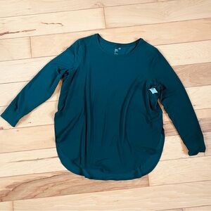 GAP Long Sleeve Rounded Hem Top - Teal Green